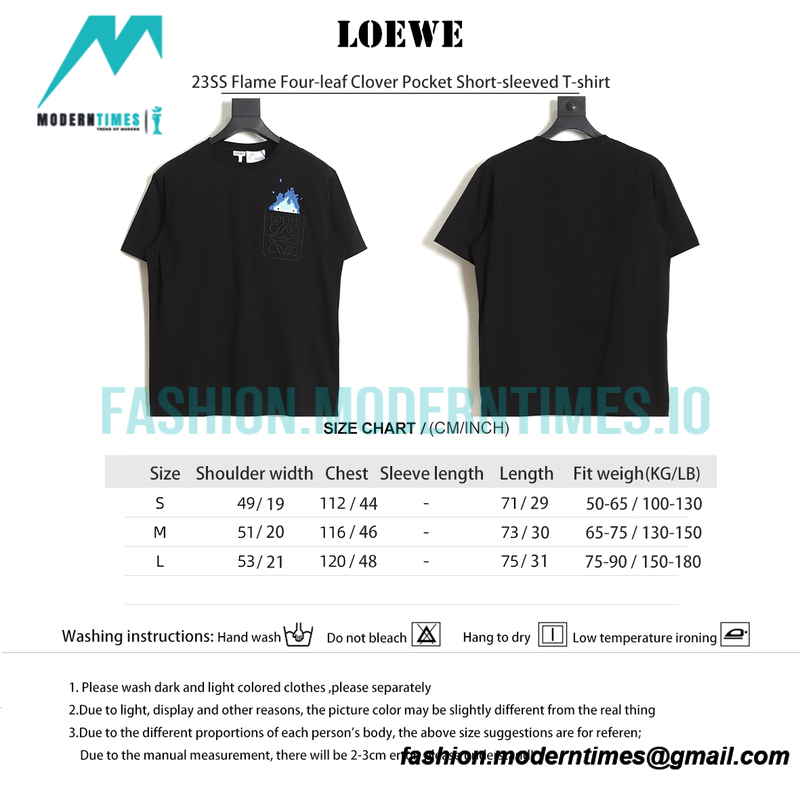 Loewe - 23SS Flame Four-leaf Clover Pocket Short-sleeved T-shirt Loewe - 23SS Flame Four-leaf Clover Pocket Short-sleeved T-shirt